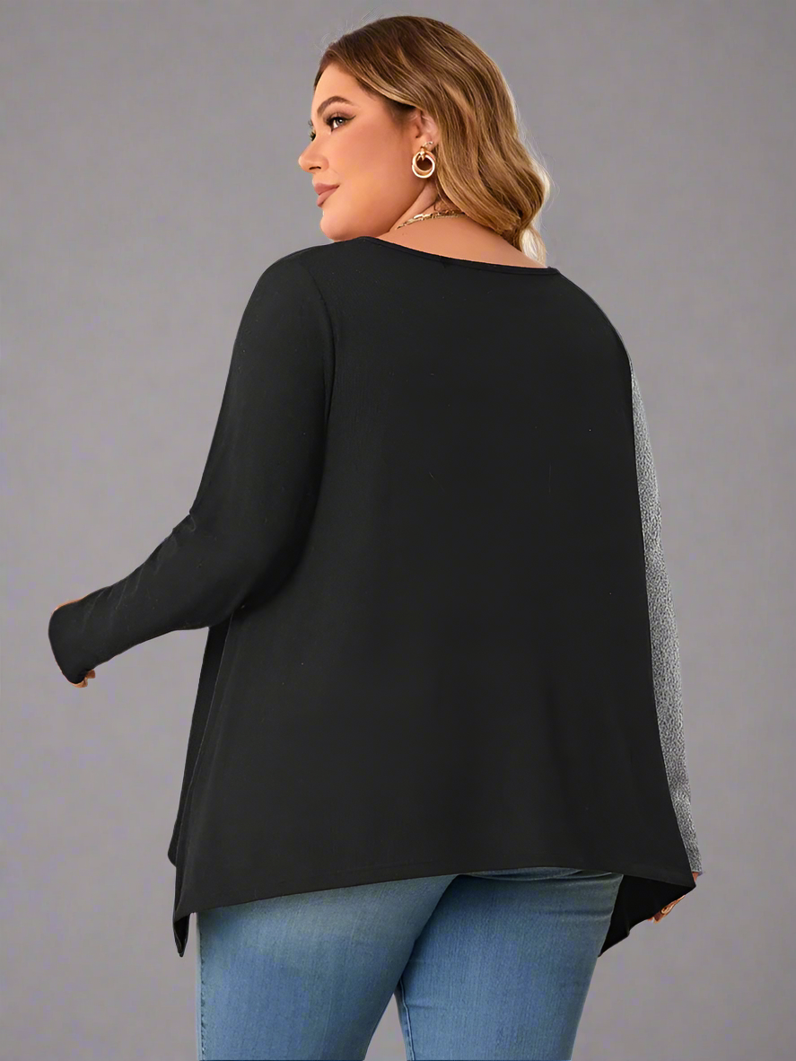 Top ~ Long Sleeve Asymmetrical Hem