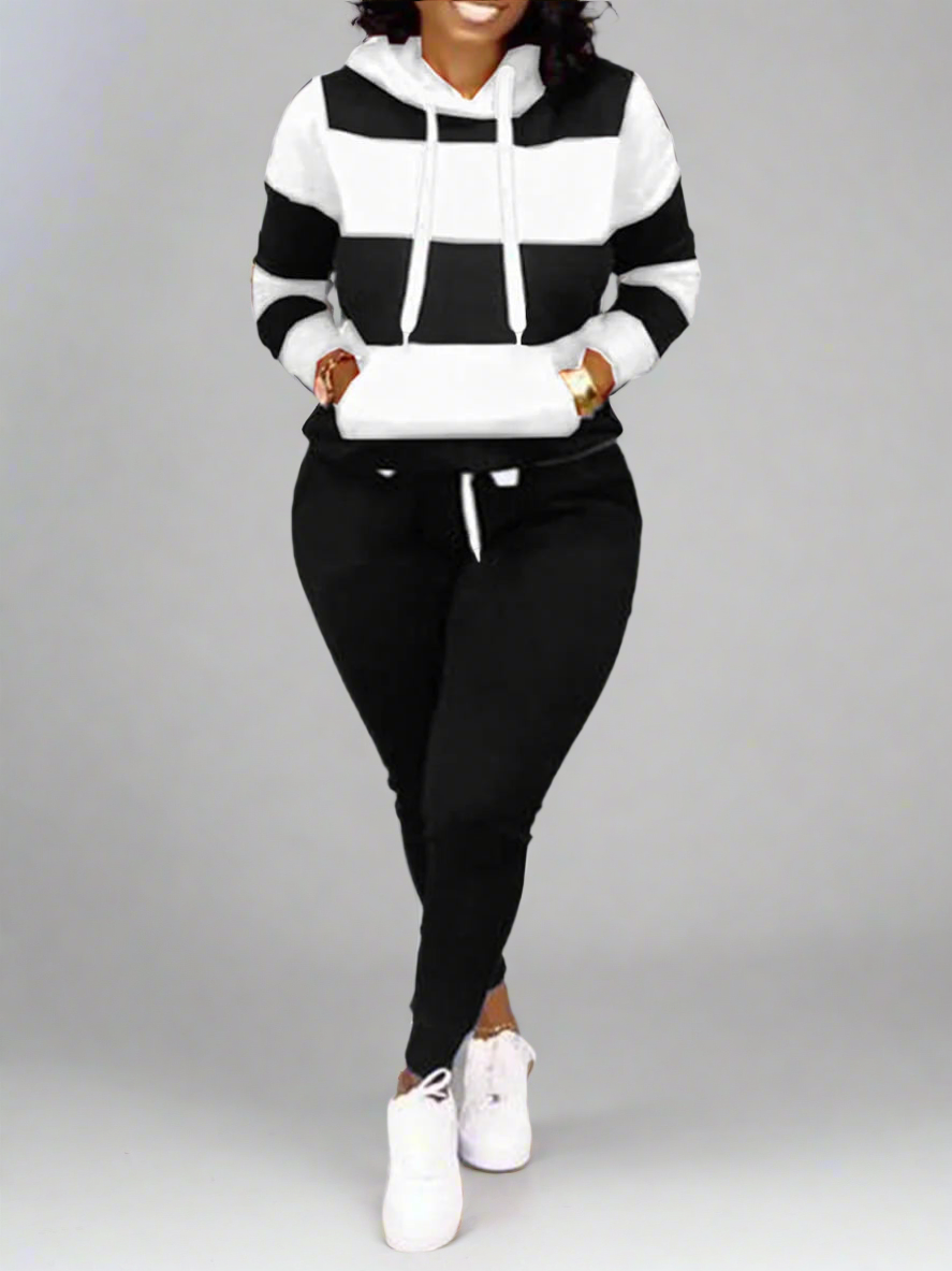 Tracksuit ~ 2 Piece ~ Hooded Striped Top
