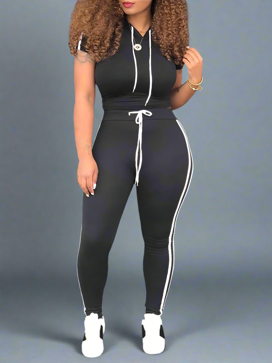 Tracksuit ~ 2 Piece Short Sleeve Hooded Top