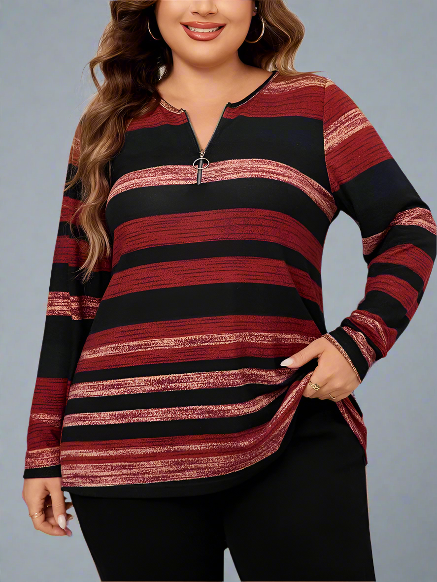 Top ~ Long Sleeve O Ring Zip Front