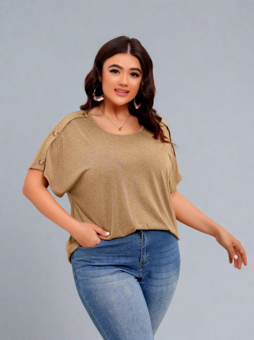 Top ~ Short Sleeve with Button Detail