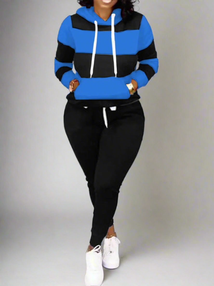 Tracksuit ~ 2 Piece ~ Hooded Striped Top