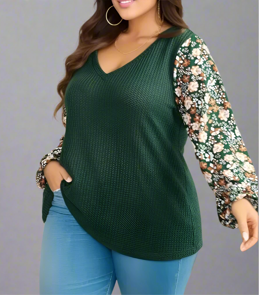 Top ~ Floral Lantern Sleeve