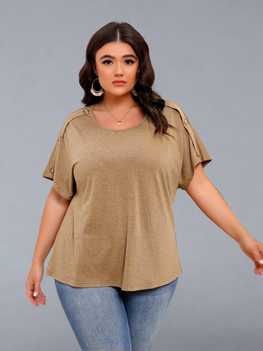 Top ~ Short Sleeve with Button Detail