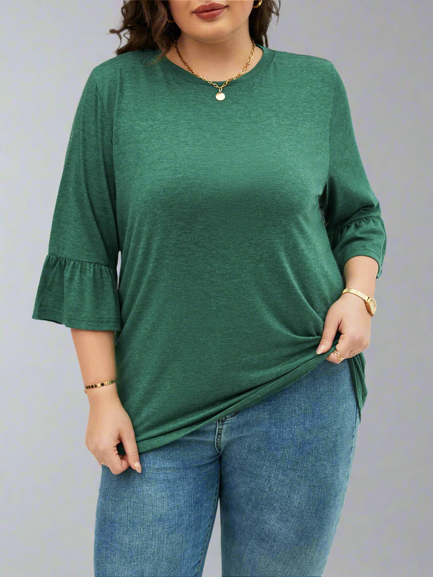 Top ~ Button Back Bell Sleeves