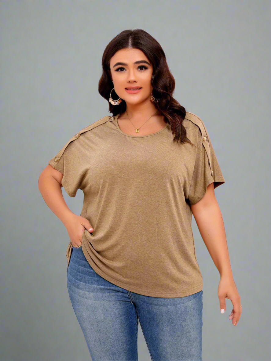 Top ~ Short Sleeve with Button Detail