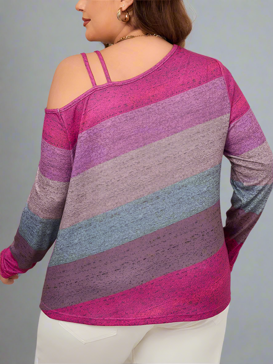 Top ~ Long Sleeve Diagonal Neckline