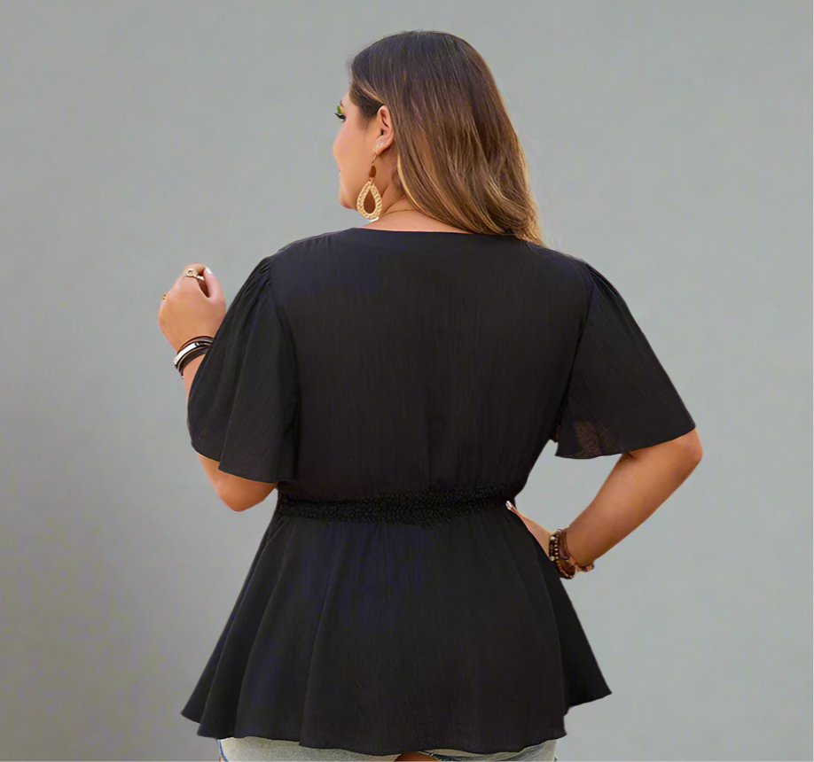 Top ~ Short Sleeve Peplum Blouse