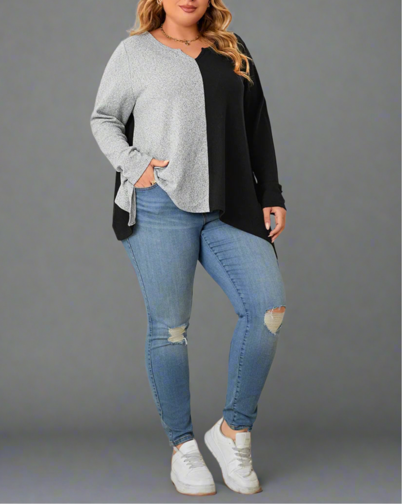 Top ~ Long Sleeve Asymmetrical Hem