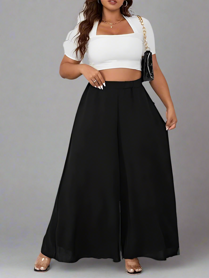 Bottoms ~ Elastic Waist Wide-leg Pants