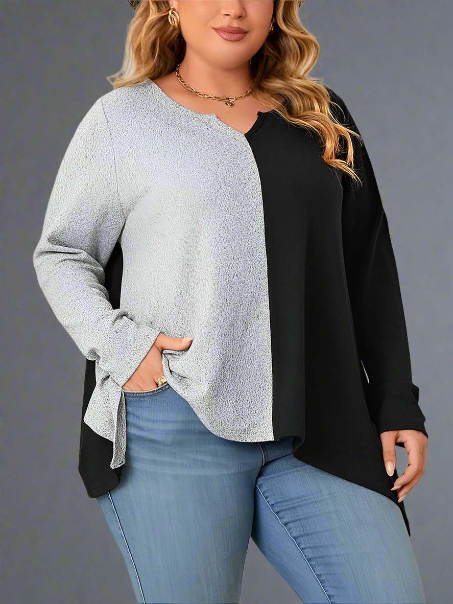 Top ~ Long Sleeve Asymmetrical Hem