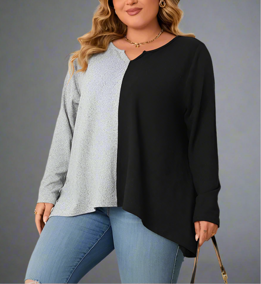 Top ~ Long Sleeve Asymmetrical Hem