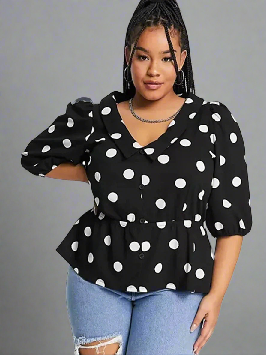 Top ~ Half Sleeve Peplum Blouse