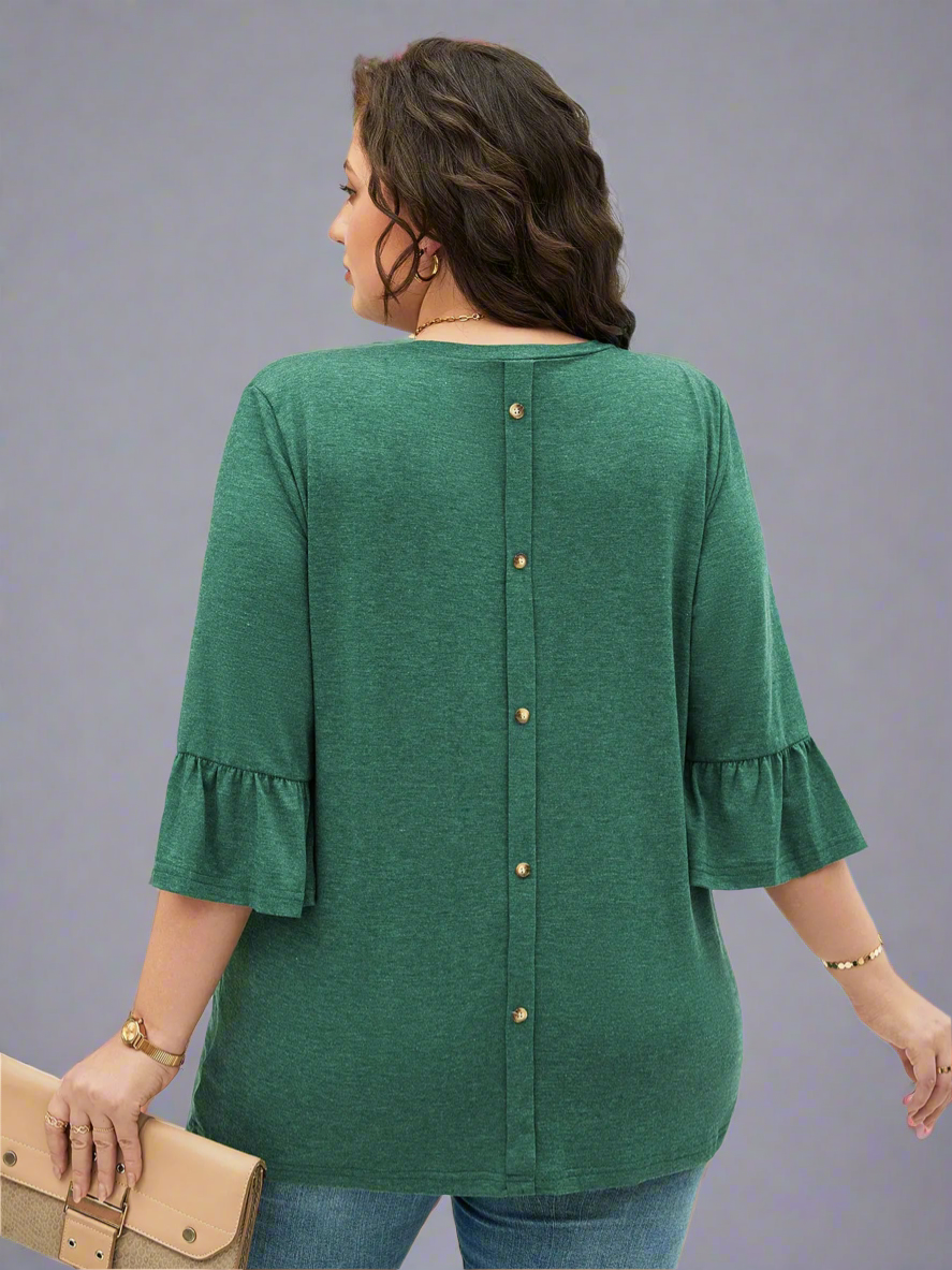 Top ~ Button Back Bell Sleeves