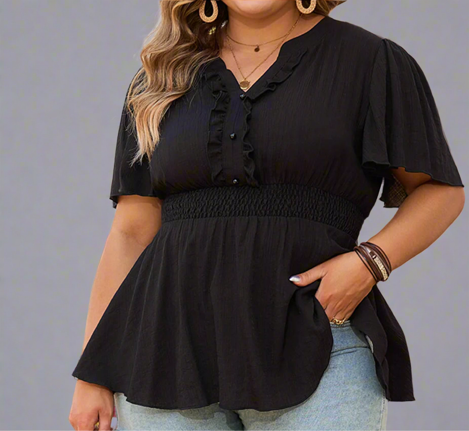 Top ~ Short Sleeve Peplum Blouse