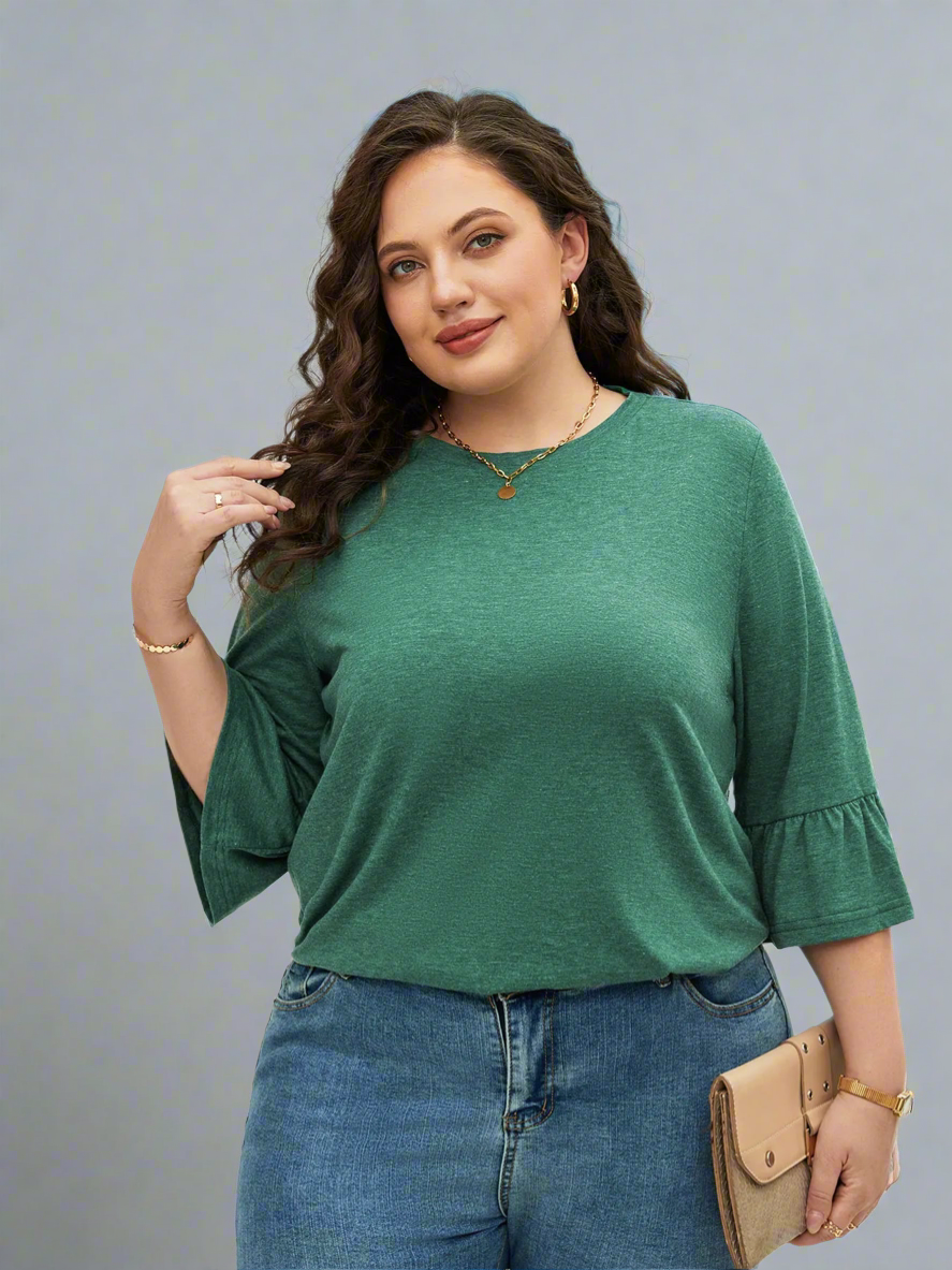 Top ~ Button Back Bell Sleeves