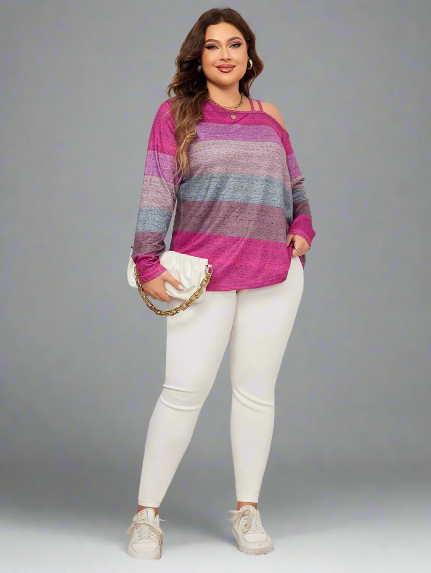 Top ~ Long Sleeve Diagonal Neckline