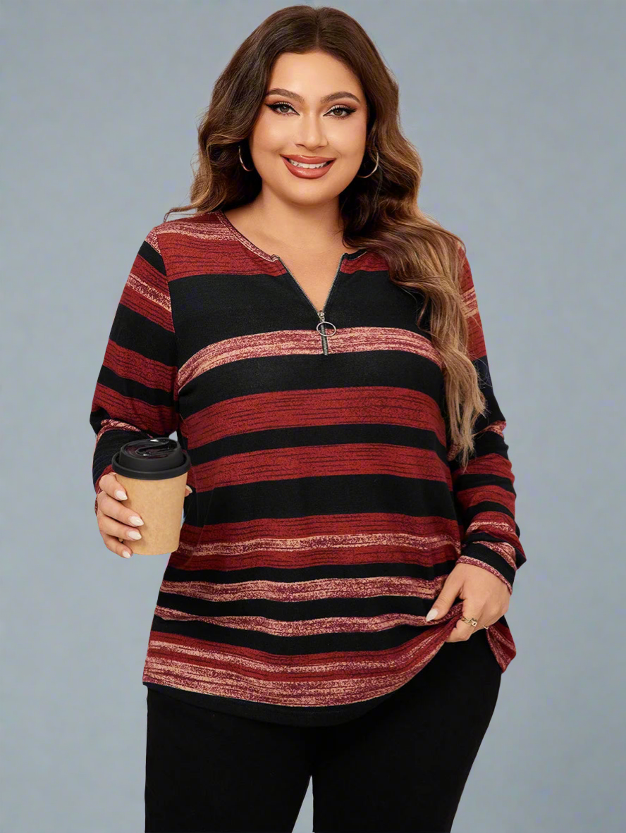 Top ~ Long Sleeve O Ring Zip Front
