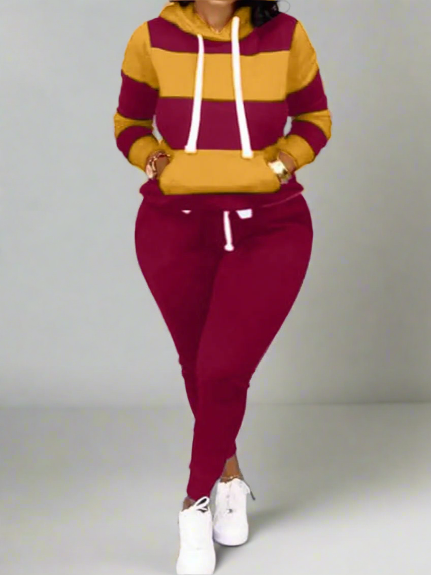 Tracksuit ~ 2 Piece ~ Hooded Striped Top