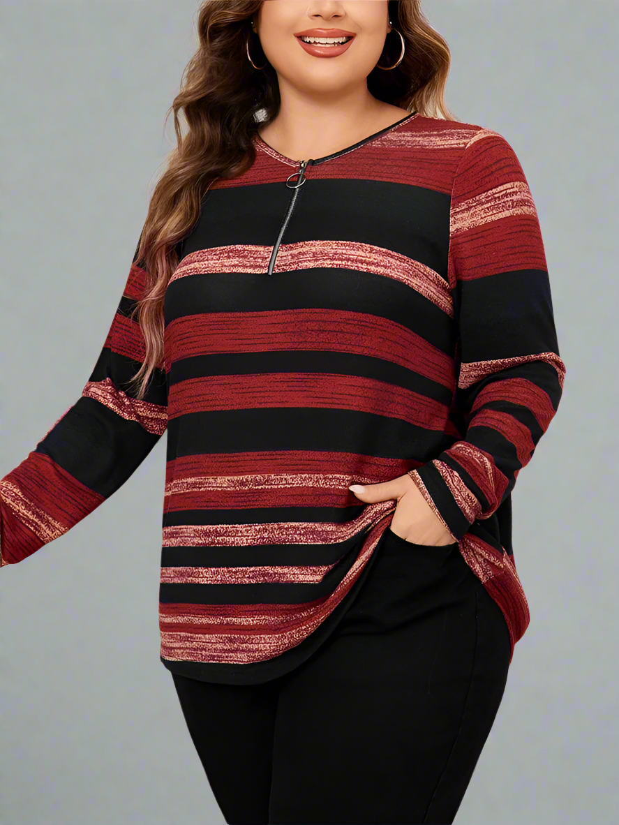 Top ~ Long Sleeve O Ring Zip Front