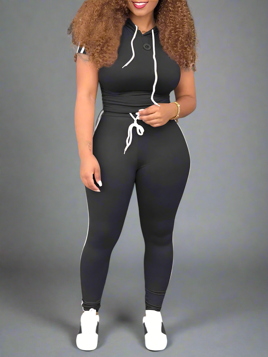Tracksuit ~ 2 Piece Short Sleeve Hooded Top
