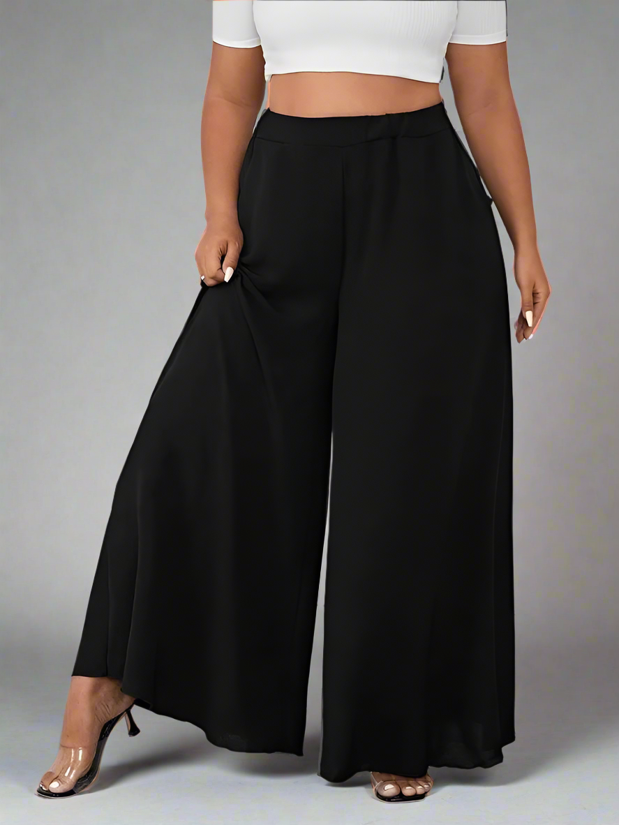 Bottoms ~ Elastic Waist Wide-leg Pants