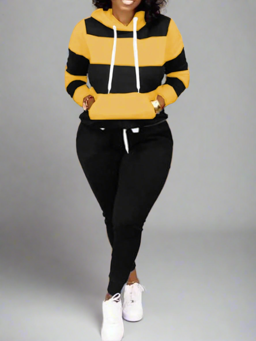 Tracksuit ~ 2 Piece ~ Hooded Striped Top