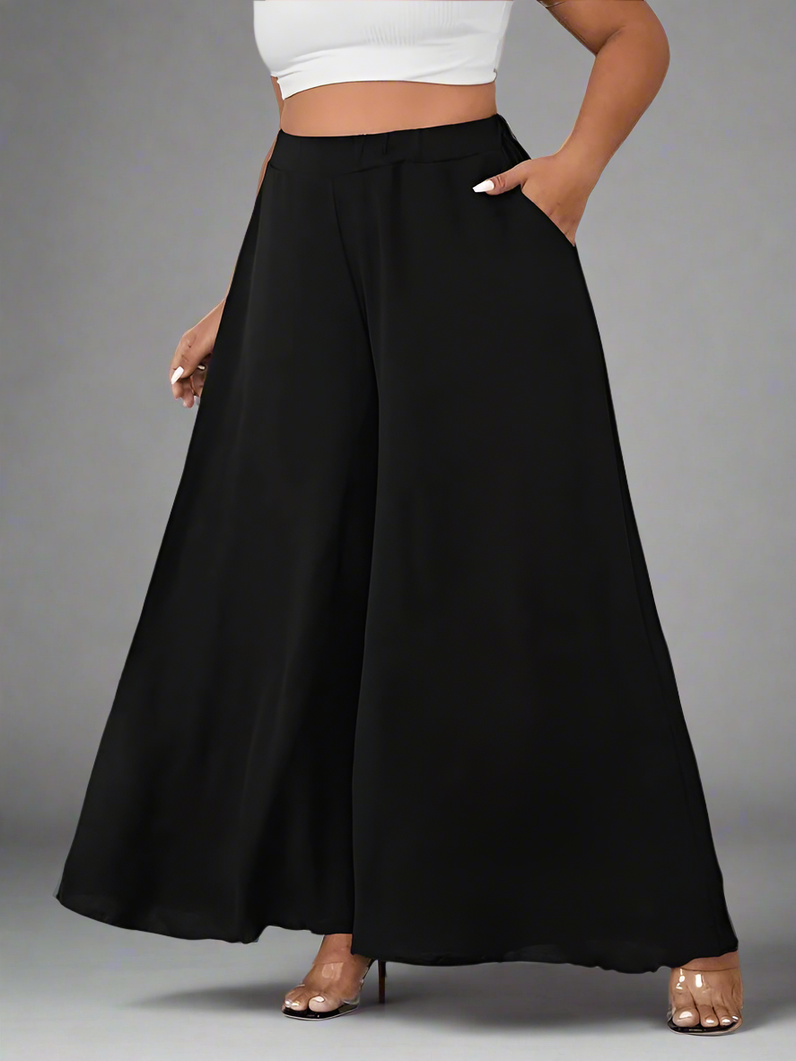 Bottoms ~ Elastic Waist Wide-leg Pants