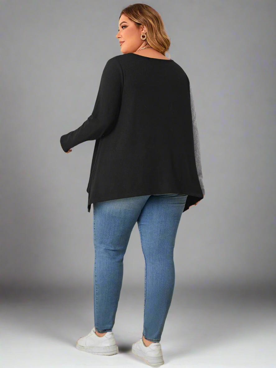 Top ~ Long Sleeve Asymmetrical Hem