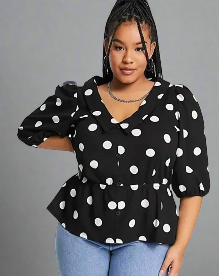 Top ~ Half Sleeve Peplum Blouse