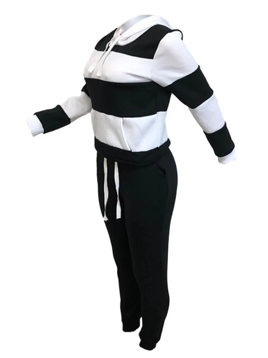 Tracksuit ~ 2 Piece ~ Hooded Striped Top