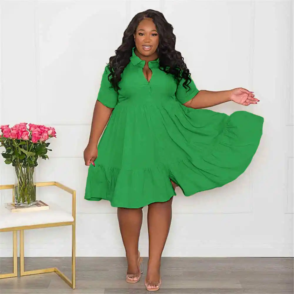 Dress ~ Short Sleeve With Flared Hem