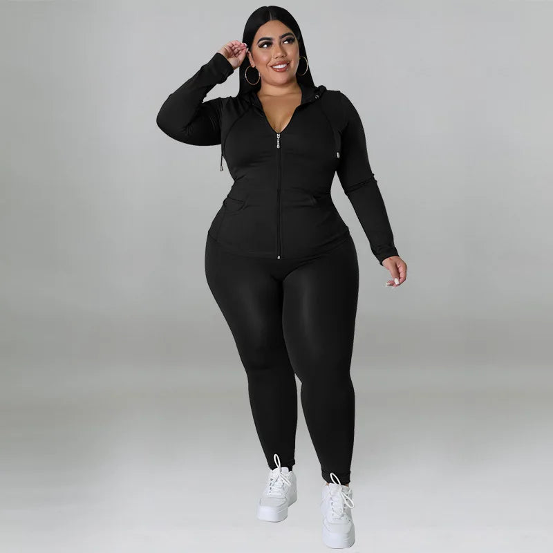 Tracksuit ~ 2 Piece ~ Hooded Zipper Top