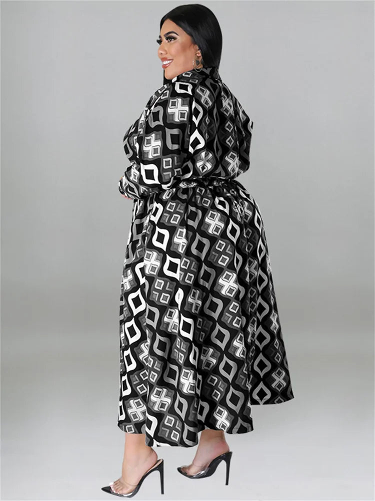 Dress ~ Black and White Print with Belt