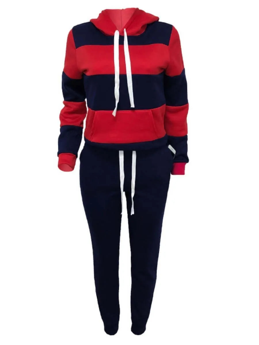 Tracksuit ~ 2 Piece ~ Hooded Striped Top