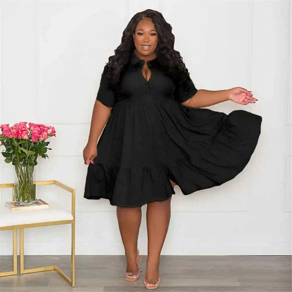 Dress ~ Short Sleeve With Flared Hem