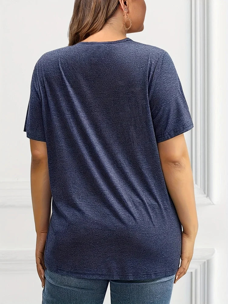 Top ~ Slate Grey Short Sleeve V Neck