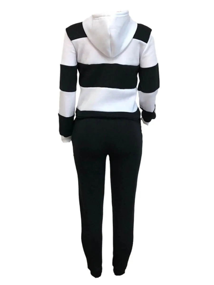 Tracksuit ~ 2 Piece ~ Hooded Striped Top