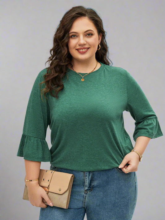 Top ~ Button Back Bell Sleeves