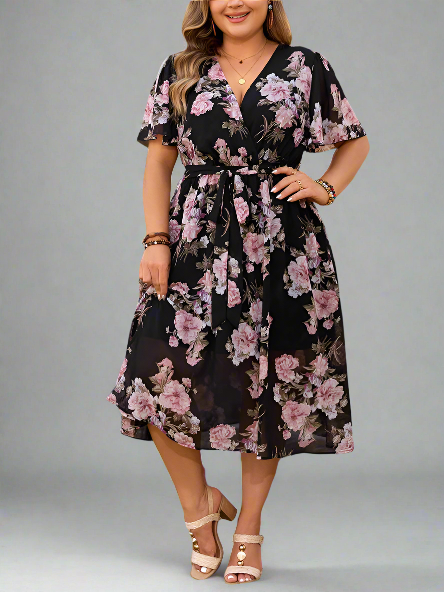 Dress ~ Short Sleeve Floral with Belt