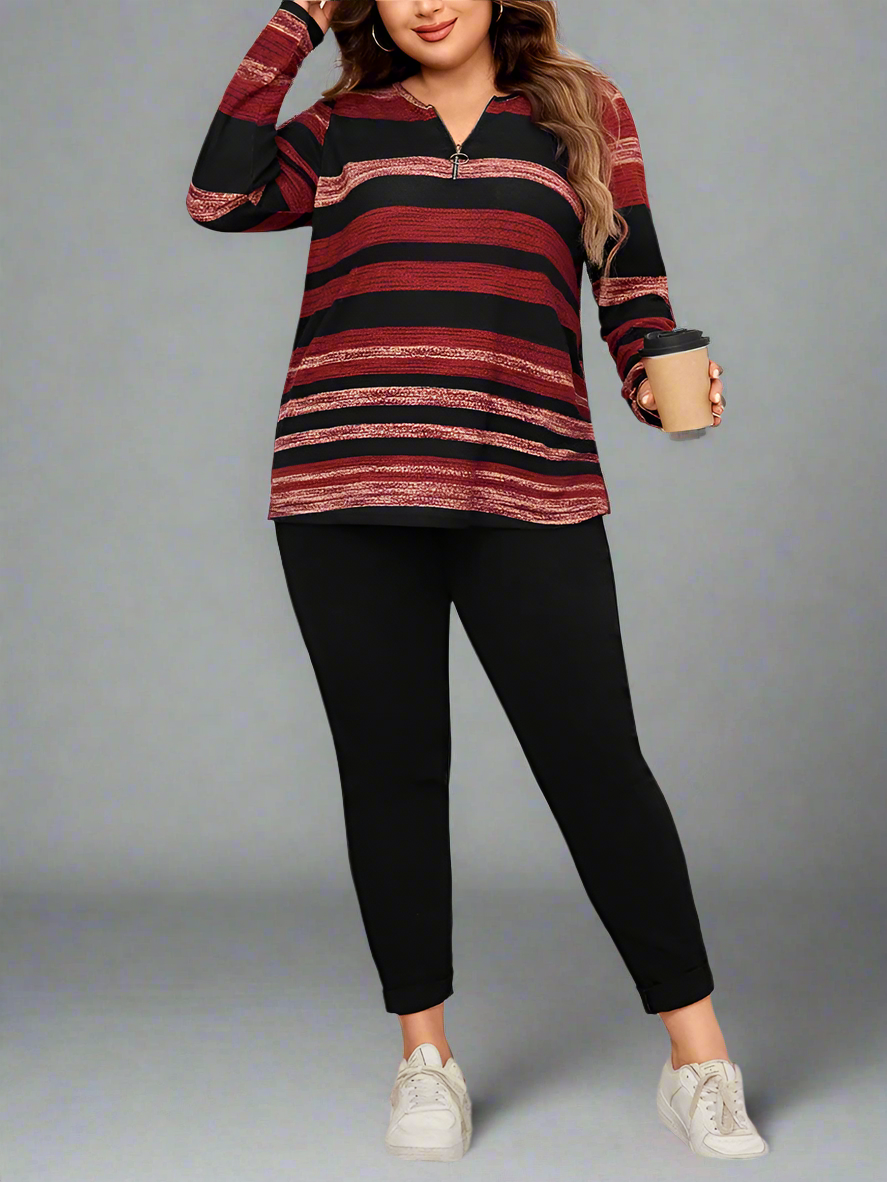 Top ~ Long Sleeve O Ring Zip Front