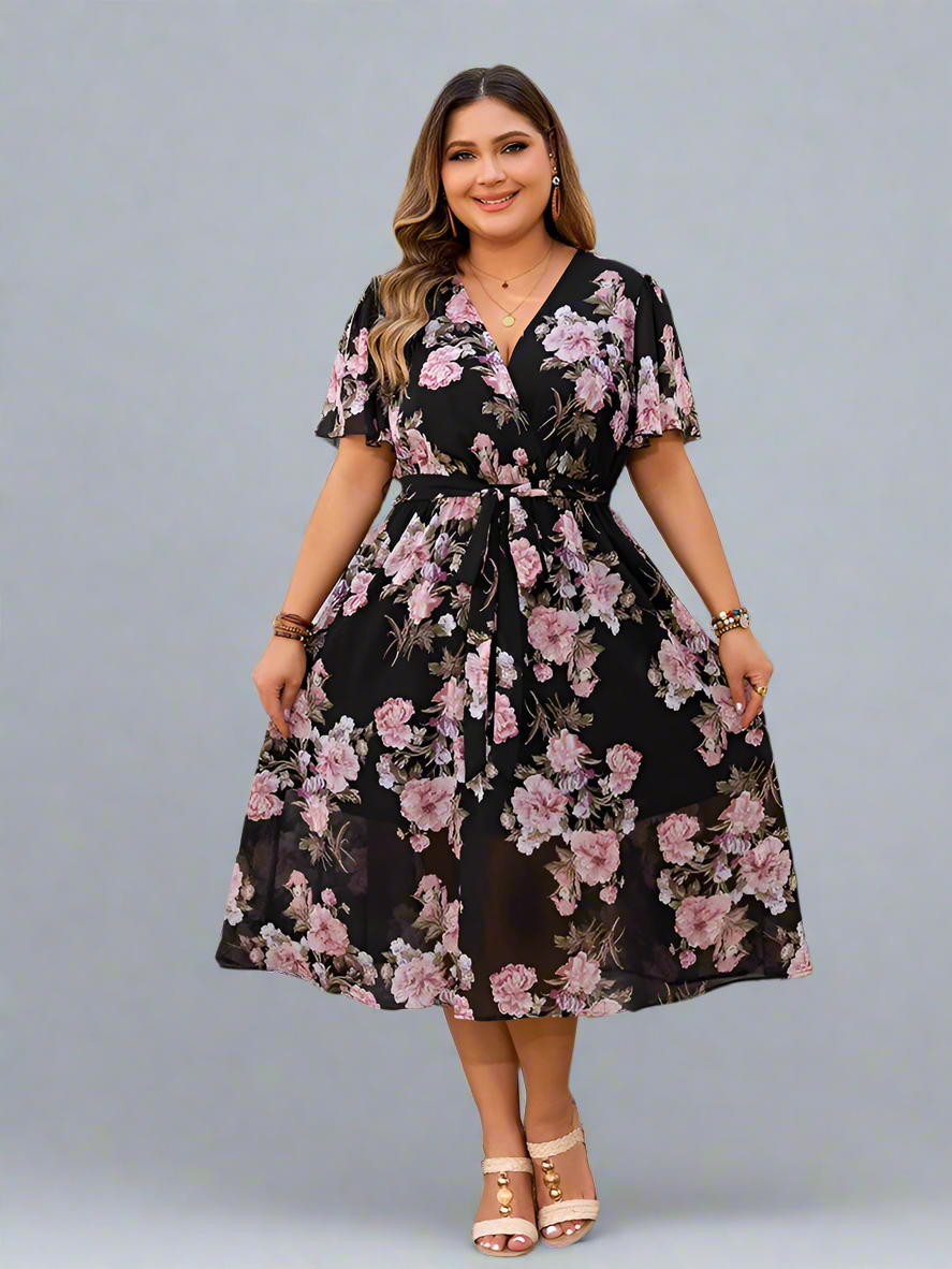Dress ~ Short Sleeve Floral with Belt