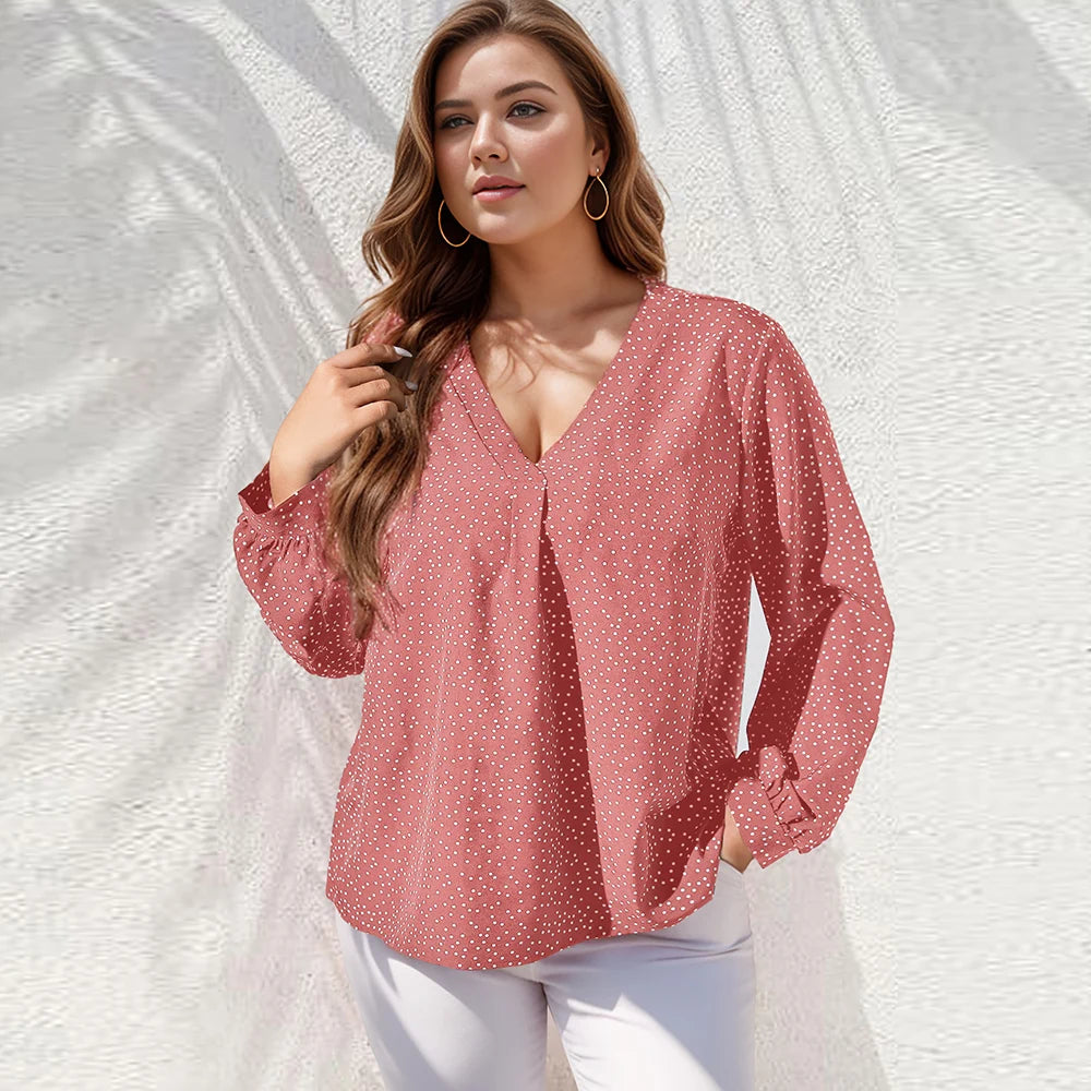 TOP ~ Pink Polka Dot Long Sleeve