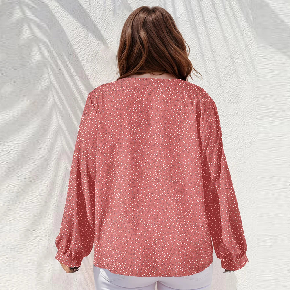 TOP ~ Pink Polka Dot Long Sleeve