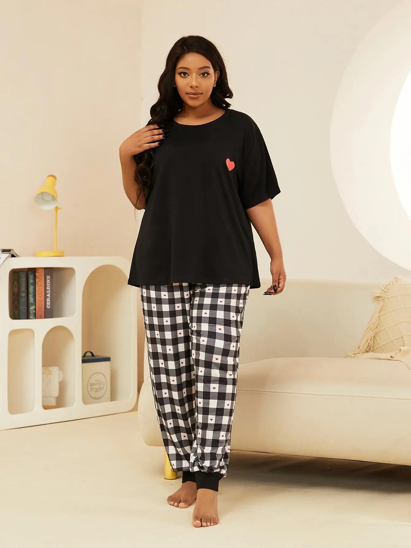 SLEEPWEAR ~ Short Sleeve Top & Drawstring Long Bottoms