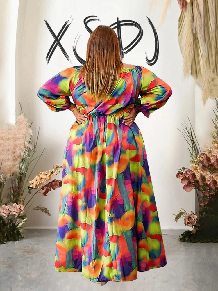 DRESS ~ Multicolor Long Sleeve Floor Length