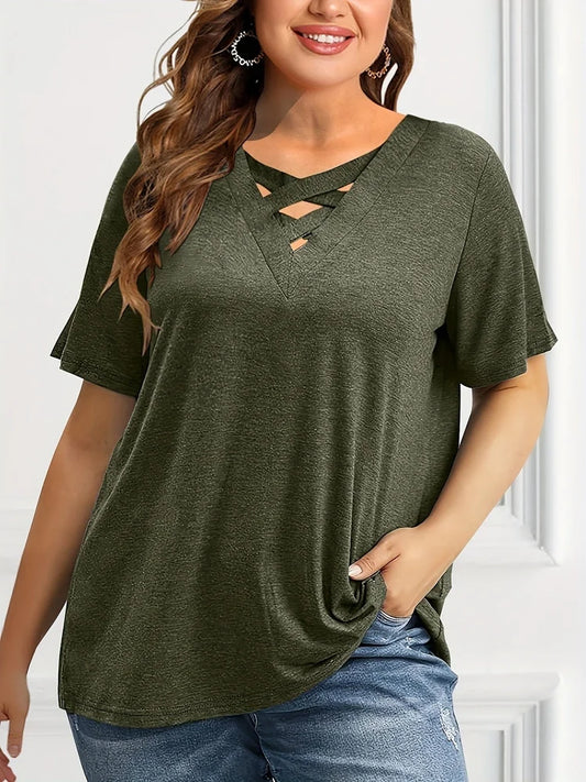 Top ~ Short Sleeve V Neck